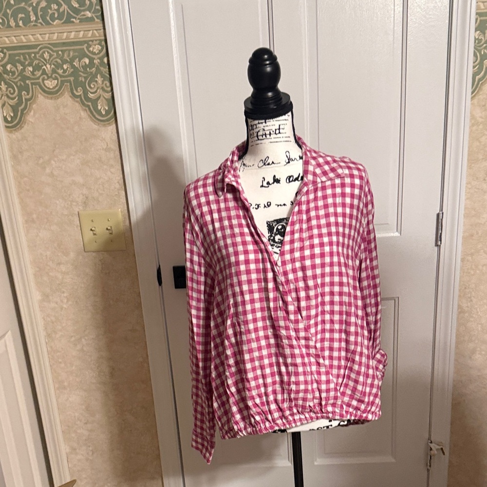 beachlunchlounge Pink Checkered Button Down Shirt